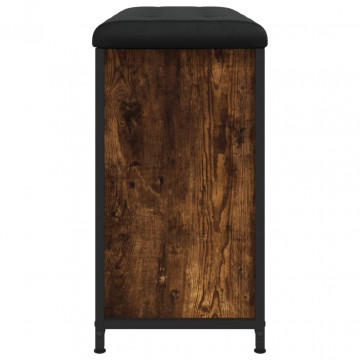 Bancă pantofi cu sertar rabatabil, stejar fumuriu, 82x32x56 cm - Img 6