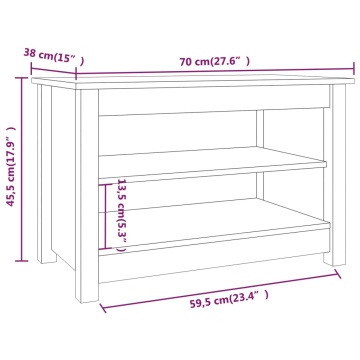 Bancă pentru pantofi, 70x38x45,5 cm, lemn masiv de pin - Img 6