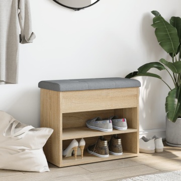 Bancă pentru pantofi stejar sonoma 62x32x50 cm lemn prelucrat - Img 3