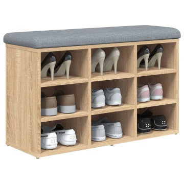 Bancă pentru pantofi stejar sonoma 82x32x50 cm lemn prelucrat - Img 4