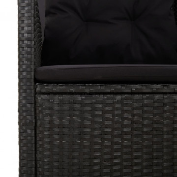 Bancă rabatabilă de grădină cu perne, negru, 118 cm, poliratan - Img 4