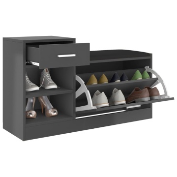 Banchetă pantofar, gri, 94,5x31x57 cm, lemn prelucrat - Img 7