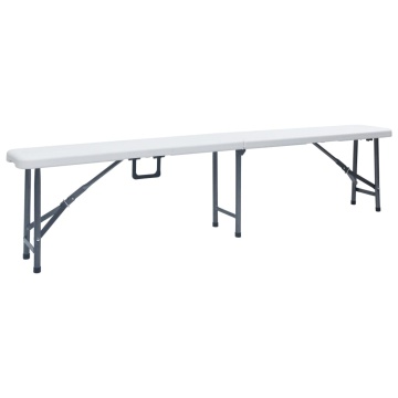 Bănci de grădină pliabile, 2 buc., alb, 180 cm, HDPE - Img 2