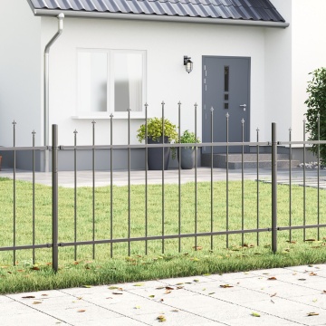 Bariere de grădină cu vârf semicircular, Gri, 1,7 x 1 m, din oțel - Img 1