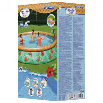 Bestway Set de piscină gonflabilă Fast Set Paradise Palms, 457x84 cm - Img 5