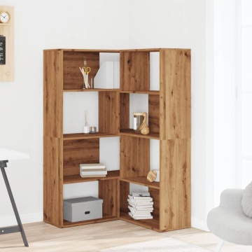 Bibliotecă 4 nivel stejar artizanal 85x85x140 cm lemn prelucrat - Img 3