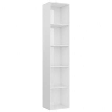 Bibliotecă, alb extralucios, 40x30x189 cm, PAL - Img 2