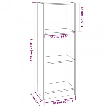 Bibliotecă cu 3 niveluri gri sonoma 40x24x109 cm lemn compozit - Img 7