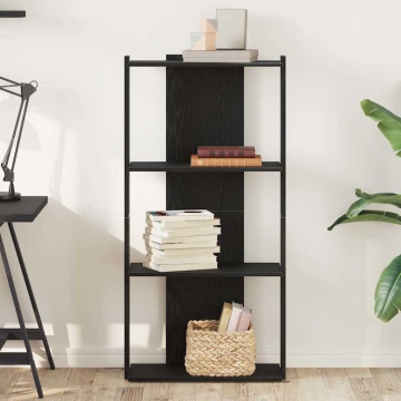 Bibliotecă cu 3 niveluri, negru, 60x30x120 cm, lemn prelucrat - Img 3