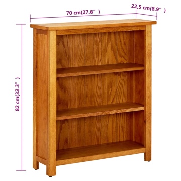 Bibliotecă cu 3 rafturi, 70 x 22,5 x 82 cm, lemn masiv stejar - Img 5