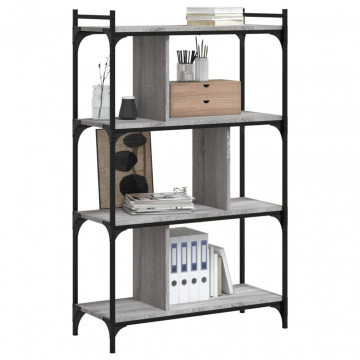 Bibliotecă cu 4 niveluri gri sonoma 76x32x123 cm lemn compozit - Img 3