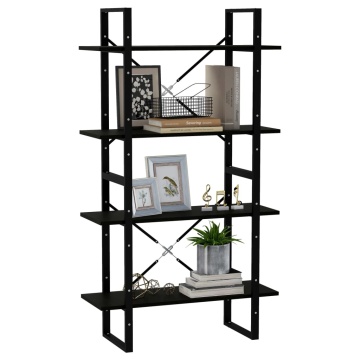 Bibliotecă cu 4 rafturi, negru, 80x30x140 cm, lemn masiv de pin - Img 4