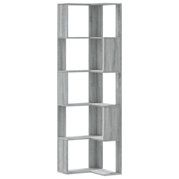 Bibliotecă cu 5 niveluri gri sonoma 50x50x179 cm lemn prelucrat - Img 2