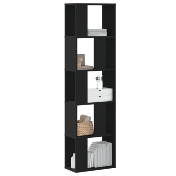 Bibliotecă cu 5 niveluri negru 45x23,5x162,5 cm lemn prelucrat - Img 1