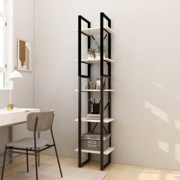 Bibliotecă cu 5 rafturi, alb, 40x30x175 cm, lemn masiv de pin - Img 1