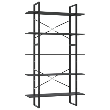 Bibliotecă cu 5 rafturi, gri, 100x30x175 cm, lemn prelucrat - Img 2