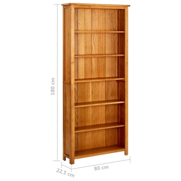 Bibliotecă cu 6 rafturi, 80 x 22,5 x 180 cm, lemn masiv stejar - Img 5