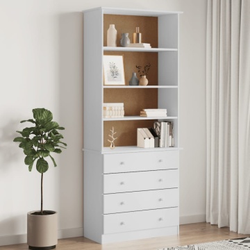 Bibliotecă cu sertare „ALTA” alb 77x35x186,5 cm lemn masiv pin - Img 1