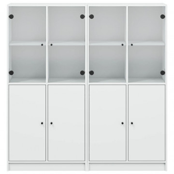 Bibliotecă cu uși, alb, 136x37x142 cm, lemn prelucrat - Img 6