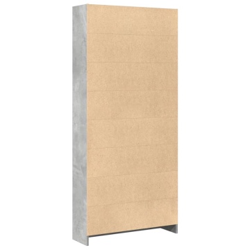 Bibliotecă, gri beton, 80x24x176 cm, lemn prelucrat - Img 5