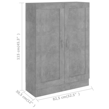 Bibliotecă, gri beton, 82,5 x 30,5 x 115 cm, PAL - Img 7