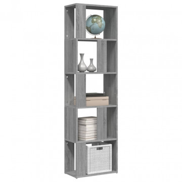 Bibliotecă, gri sonoma, 45x24x160 cm, lemn compozit - Img 4