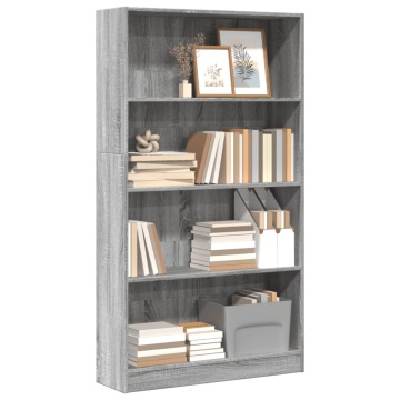 Bibliotecă, gri sonoma, 80x24x143 cm, lemn prelucrat - Img 1