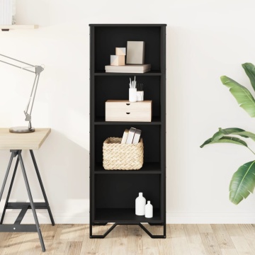 Bibliotecă, negru, 50x31x137,5 cm, lemn prelucrat - Img 3