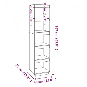 Bibliotecă/Separator cameră alb 40x35x167 cm lemn masiv de pin - Img 7
