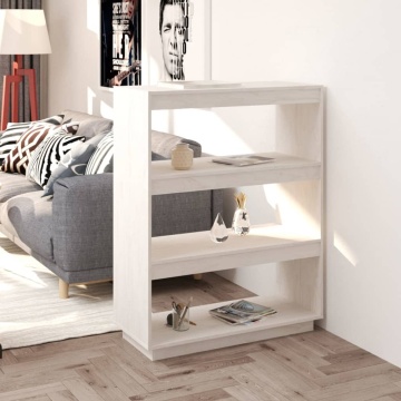 Bibliotecă/Separator cameră, alb, 80x35x103 cm, lemn masiv pin - Img 1