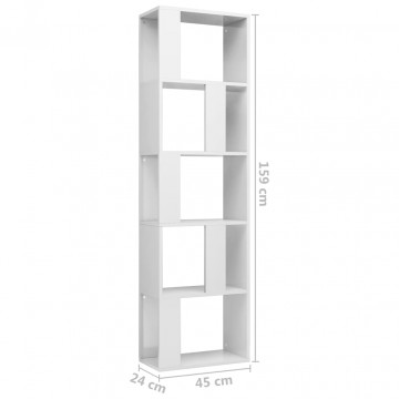 Bibliotecă/Separator cameră, alb extralucios, 45x24x159cm, PAL - Img 6