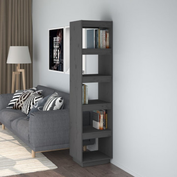 Bibliotecă/Separator cameră gri 40x35x167 cm lemn masiv de pin - Img 1