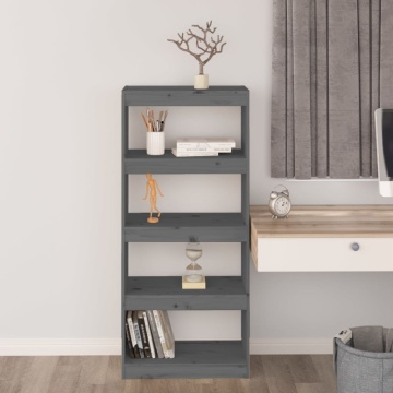 Bibliotecă/Separator cameră gri, 60x30x135,5 cm, lemn masiv pin - Img 3