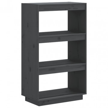 Bibliotecă/Separator cameră gri 60x35x103 cm lemn masiv de pin - Img 2