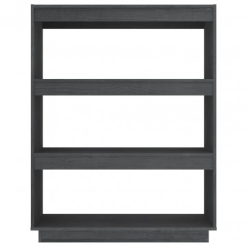 Bibliotecă/Separator cameră, gri, 80x35x103 cm, lemn masiv pin - Img 8
