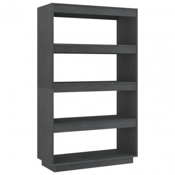 Bibliotecă/Separator cameră, gri, 80x35x135 cm, lemn masiv pin - Img 2