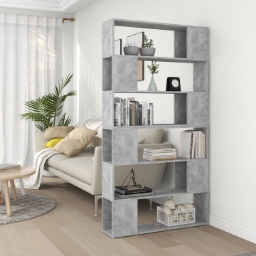 Bibliotecă/Separator cameră, gri beton, 100x24x188 cm - Img 1