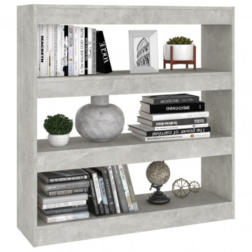 Bibliotecă/Separator cameră, gri beton, 100x30x103 cm - Img 4