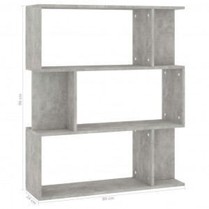 Bibliotecă/Separator cameră, gri beton, 80 x 24 x 96 cm, PAL - Img 7