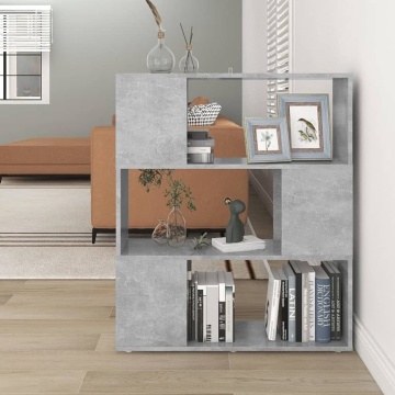 Bibliotecă/Separator cameră, gri beton, 80x24x94 cm, PAL - Img 1