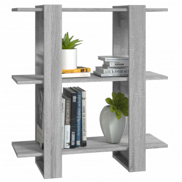 Bibliotecă/Separator cameră, gri sonoma, 80x30x87 cm - Img 4