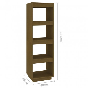 Bibliotecă/Separator cameră maro miere 40x35x135cm lemn pin - Img 7