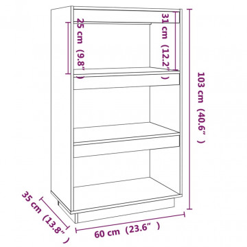 Bibliotecă/Separator cameră maro miere 60x35x103cm lemn pin - Img 7