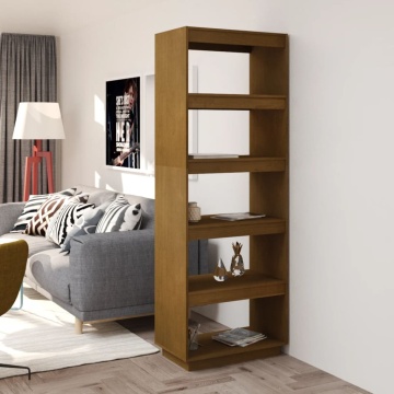 Bibliotecă/Separator cameră, maro miere, 60x35x167 cm, lemn pin - Img 1