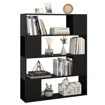 Bibliotecă/Separator cameră, negru, 100x24x124 cm - Img 4