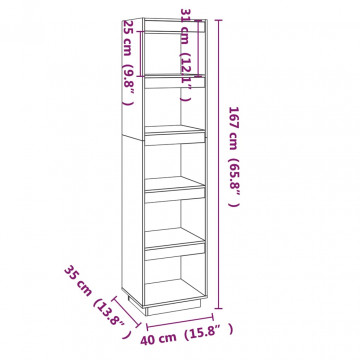 Bibliotecă/Separator cameră negru 40x35x167 cm lemn masiv pin - Img 7