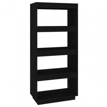 Bibliotecă/Separator cameră negru 60x35x135 cm lemn masiv pin - Img 2