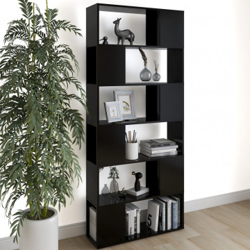Bibliotecă/Separator cameră, negru, 80x24x186 cm, PAL - Img 1