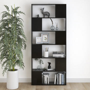Bibliotecă/Separator cameră, negru, 80x24x186 cm, PAL - Img 5