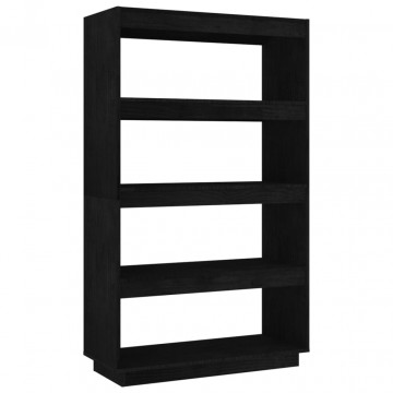 Bibliotecă/Separator cameră, negru 80x35x135 cm, lemn masiv pin - Img 2